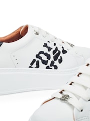 Moda in Pelle Ambretta Leopard Stitch Feature White Trainers - Image 4 of 4