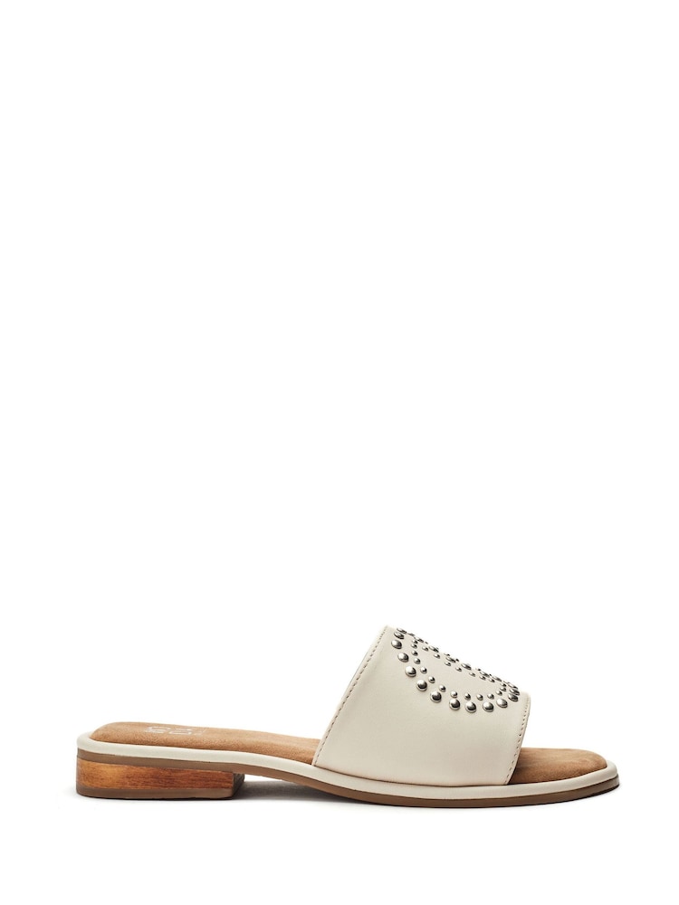 Moda in Pelle Animal Print Ferula Flat Studded Mules - Image 1 of 4
