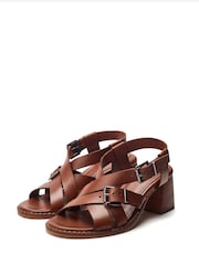 Moda in Pelle Sandie Multi Cross Heeled Brown Sandals - Image 3 of 5