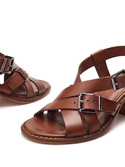 Moda in Pelle Sandie Multi Cross Heeled Brown Sandals - Image 5 of 5