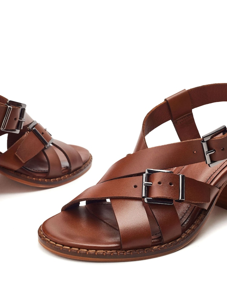 Moda in Pelle Sandie Multi Cross Heeled Brown Sandals - Image 5 of 5