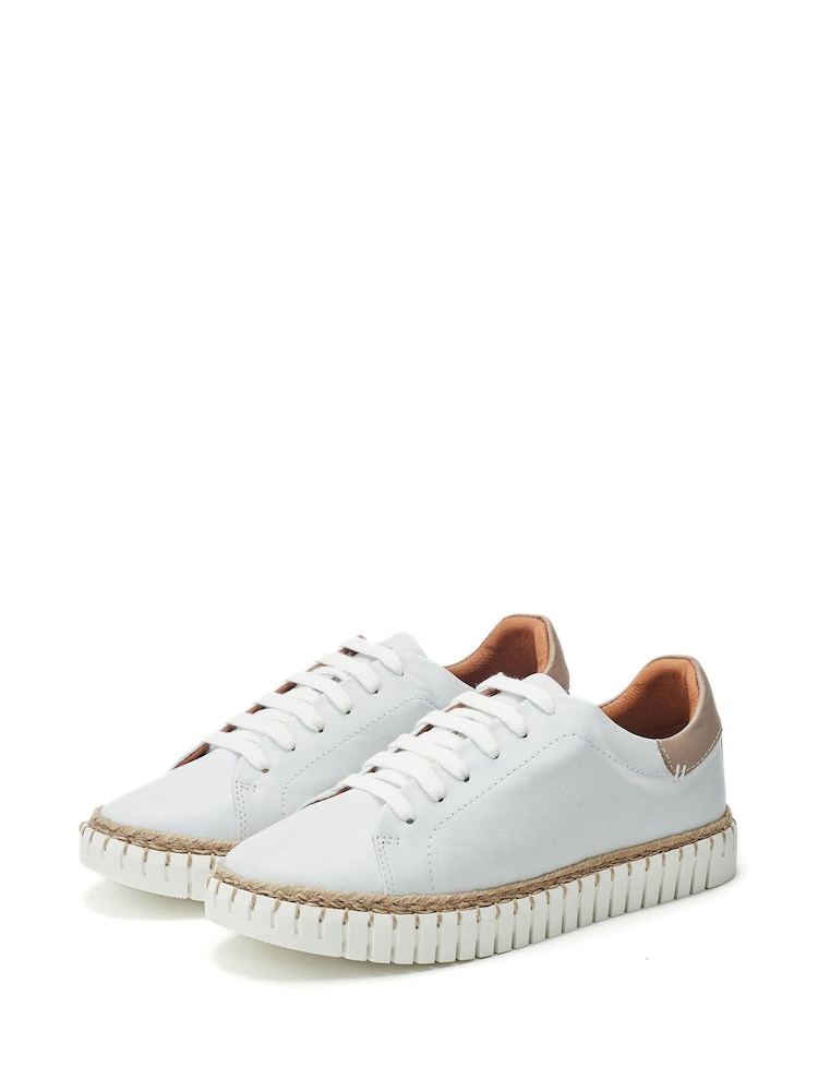 Moda in Pelle Indent Flexi White Trainers With Jute Trim - Image 2 of 4