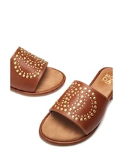 Moda in Pelle Animal Print Ferula Flat Studded Mules - Image 4 of 4