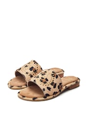 Moda in Pelle Animal Print Ferula Flat Studded Mules - Image 2 of 4