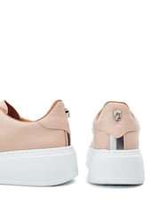 Naravni - Moda in Pelle Natural Cherri Lace-Up Comfort Trainers With Small Wedge - Slika 3 iz 4