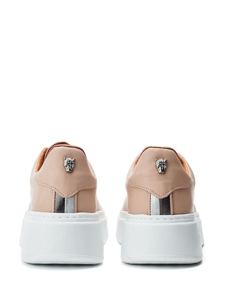 Naravni - Moda in Pelle Natural Cherri Lace-Up Comfort Trainers With Small Wedge - Slika 4 iz 4