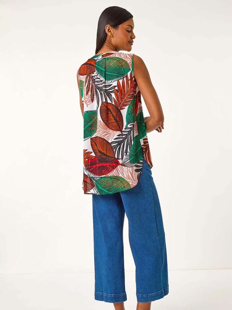 Roman Leaf Print Pleated Vest Top - Bild 2 von 5