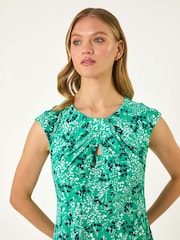 Roman Blue Ditsy Floral Print Keyhole Twist Dress - Image 2 of 5