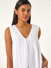 Roman Red Textured Short A-Line 100% Cotton Dress - Image 2 of 5