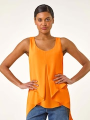 Roman Orange Asymmetric Sleeveless Vest Top - Image 2 of 5