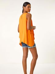 Roman Orange Asymmetric Sleeveless Vest Top - Image 3 of 5