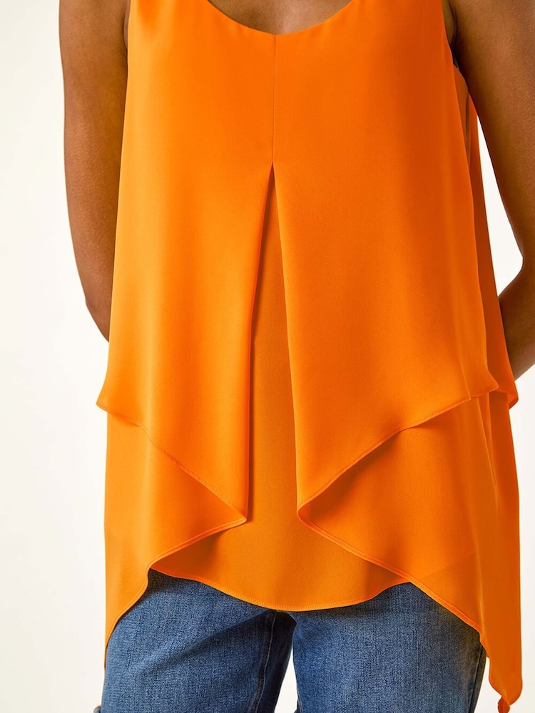 Roman Orange Asymmetric Sleeveless Vest Top - Image 5 of 5