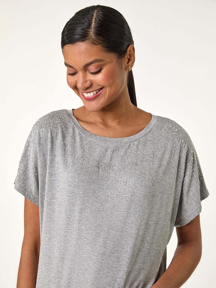 Roman Grey Hotfix Embellished Stretch T-Shirt - Image 1 of 5