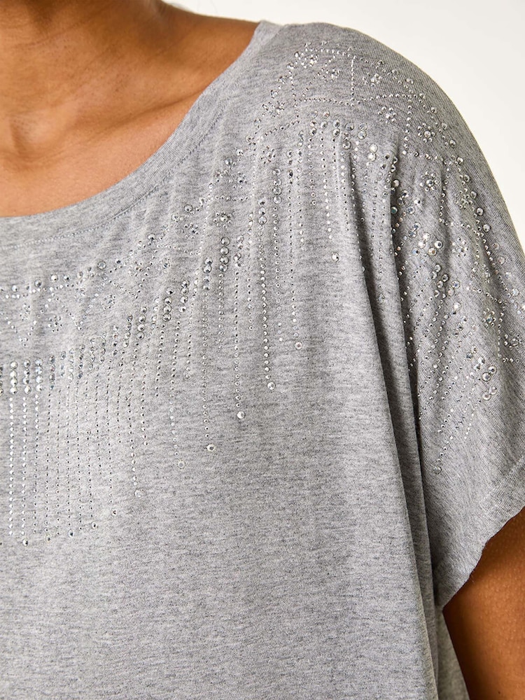 Roman Grey Hotfix Embellished Stretch T-Shirt - Image 5 of 5