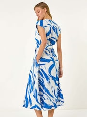 Roman Blue Brushstroke Mix Midi Dress - Image 3 of 5