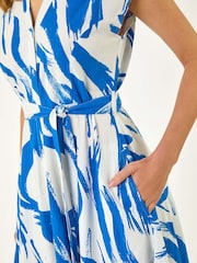 Roman Blue Brushstroke Mix Midi Dress - Image 5 of 5