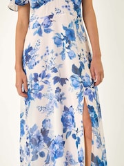 Roman White Floral Print V-Neck Midi Dress - Image 5 of 5