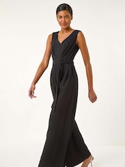 Roman Pleated Wide Leg Stretch Jumpsuit - Изображение 2 из 5