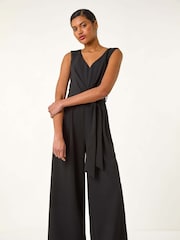 Roman Pleated Wide Leg Stretch Jumpsuit - Изображение 4 из 5