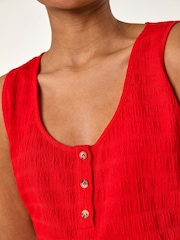 Roman Red Buttoned Stretch Vest Top - Image 3 of 5