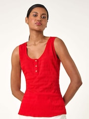 Roman Red Buttoned Stretch Vest Top - Image 4 of 5
