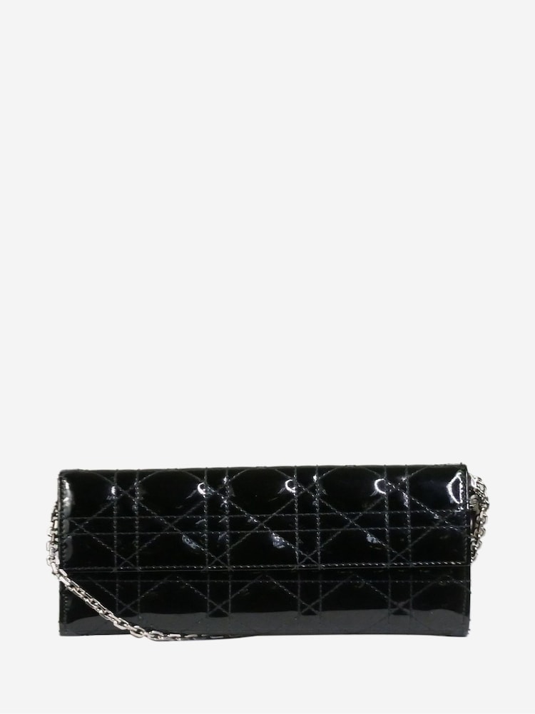 Christian Dior Black 2014 Silver Hardware Patent Lady Wallet On Chain - Image 1 of 6