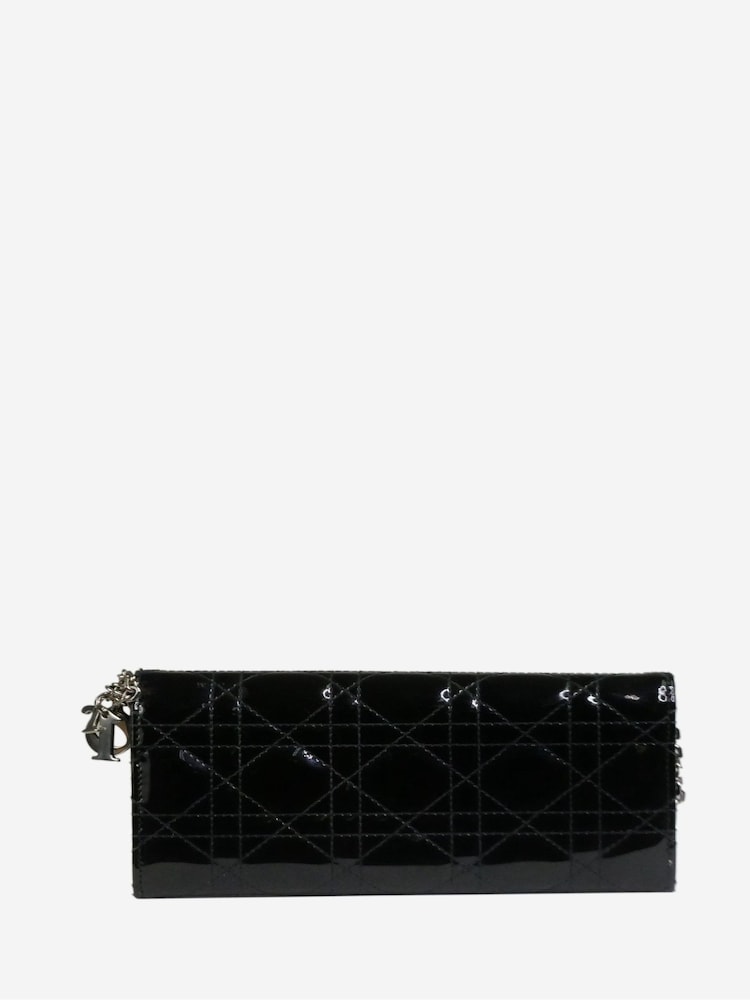 Christian Dior Black 2014 Silver Hardware Patent Lady Wallet On Chain - Image 2 of 6