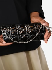 Christian Dior Black 2014 Silver Hardware Patent Lady Wallet On Chain - Image 5 of 6