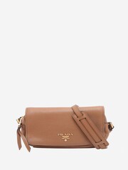 Prada Brown Vitello Phenix Leather Shoulder Bag - Image 1 of 9