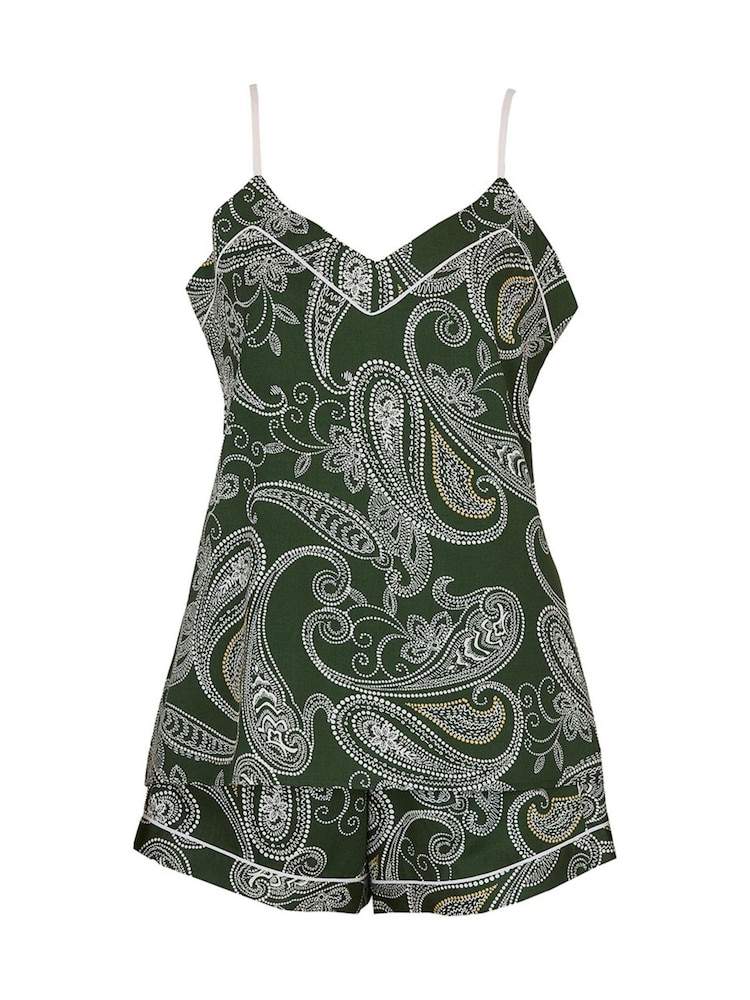 Fable and Eve Green Strappy Cami and Short Pyjamas Set - Image 4 of 4