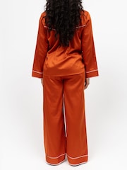 Fable and Eve Orange Wide Leg Long Sleeve Pyjamas Set - Image 2 of 4