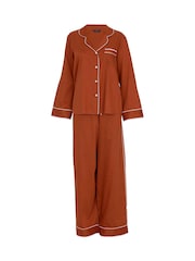 Fable and Eve Orange Wide Leg Long Sleeve Pyjamas Set - Image 4 of 4