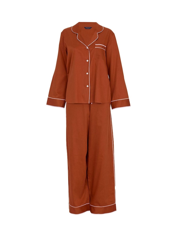 Fable and Eve Orange Wide Leg Long Sleeve Pyjamas Set - Image 4 of 4 Fable and Eve Orange Wide Leg Long Sleeve Pyjamas Set - Image 4 of 4