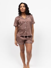 Fable and Eve Brown Short Sleeve Short Pyjamas set - Image 1 of 4