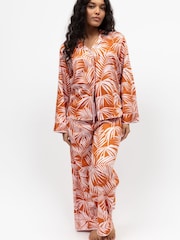Fable and Eve Orange Wide Leg Long Sleeve Pyjamas Set - Image 1 of 4