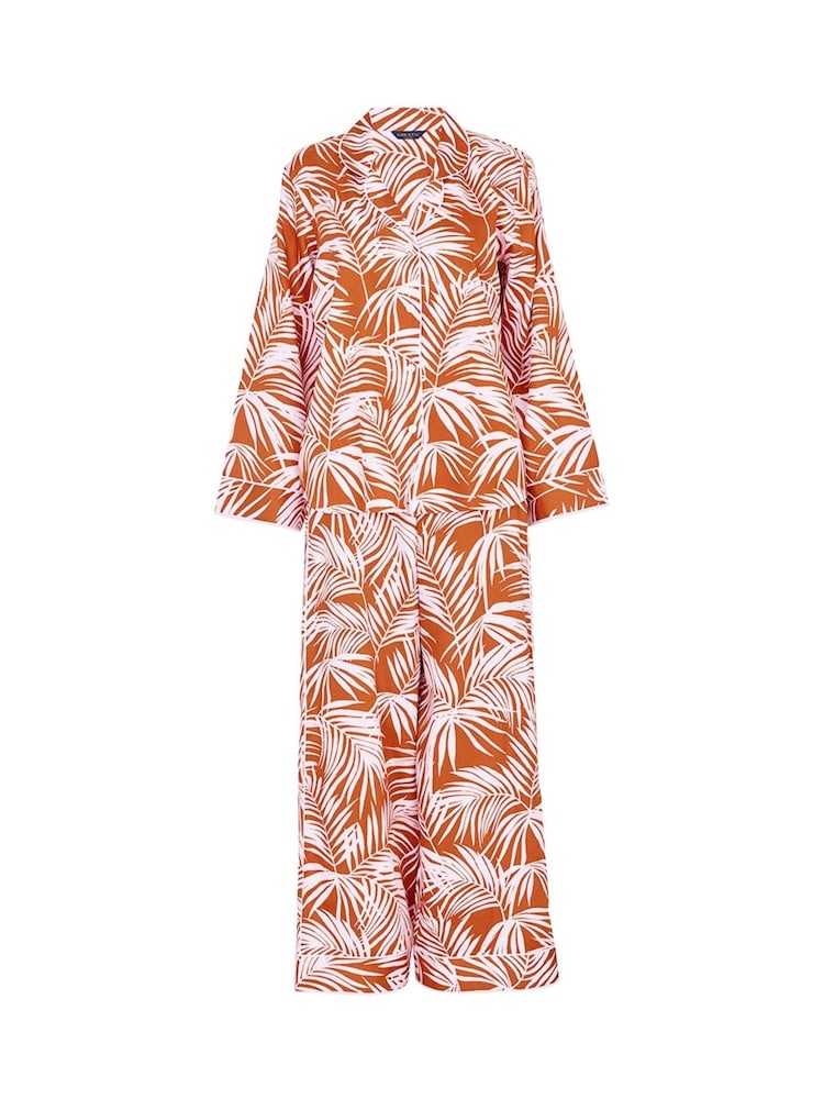 Fable and Eve Orange Wide Leg Long Sleeve Pyjamas Set - Image 4 of 4