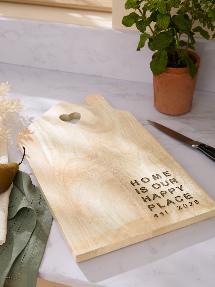 Natural New Home Est 2026 Wooden Chopping Board - Image 2 of 4 Natural New Home Est 2026 Wooden Chopping Board - Image 2 of 4