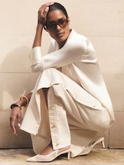 Reiss Cream Evelyn Side-Button Wide-Leg Jeans - Image 1 of 6