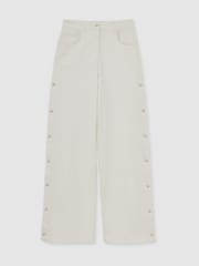 Reiss Cream Evelyn Side-Button Wide-Leg Jeans - Image 2 of 6