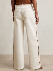 Reiss Cream Evelyn Side-Button Wide-Leg Jeans - Image 5 of 6