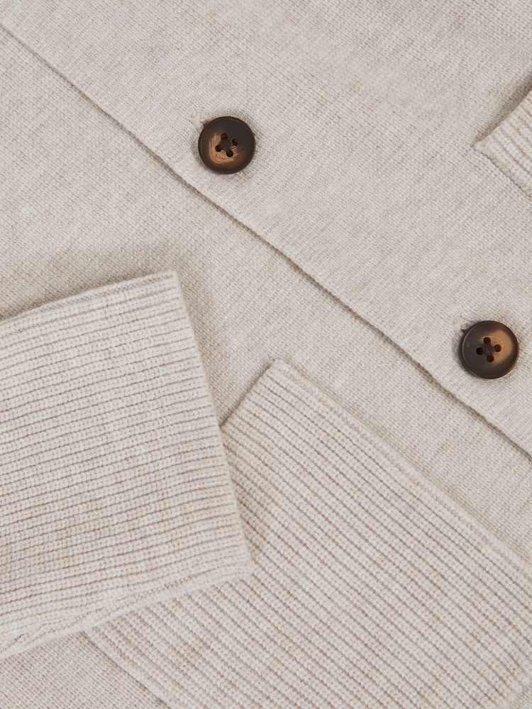 Reiss Oatmeal Melange Fitzgerald Cardigan - Image 4 of 4