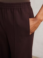Reiss Burgundy Robyn Wide Leg Elasticated Waist Trousers - Image 3 of 5