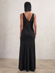 Reiss Black Vanessa Cowl-Neck Sleeveless Maxi Dress - Image 5 of 7