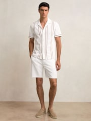 Reiss White Angus Textured Drawstring Shorts - Image 1 of 6
