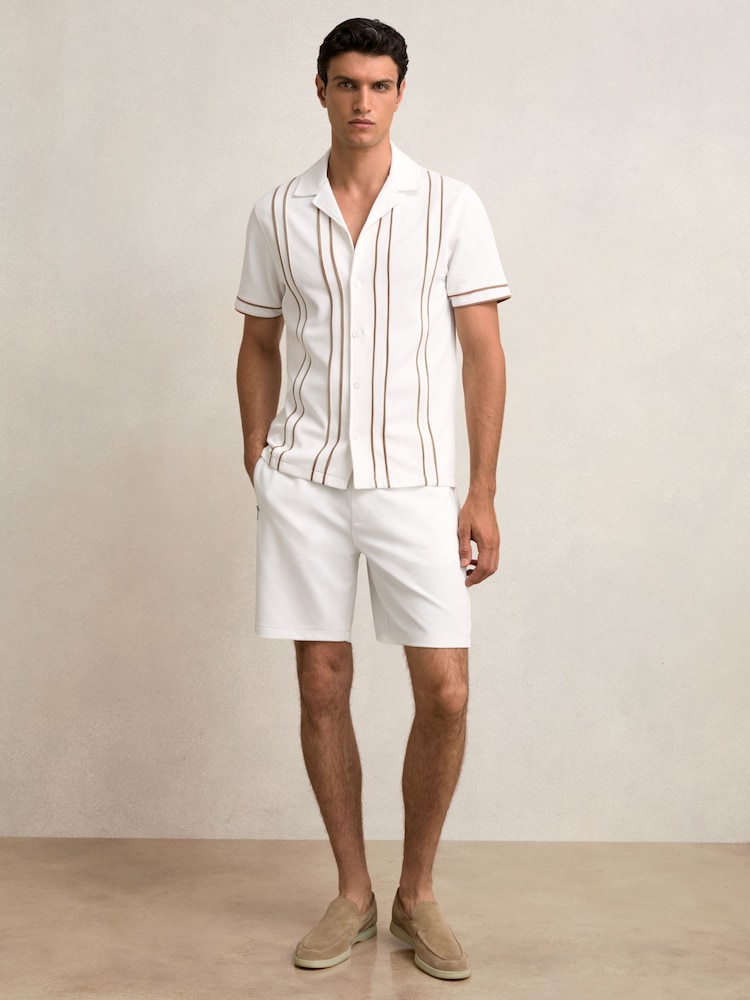 Reiss White Angus Textured Drawstring Shorts - Image 1 of 6