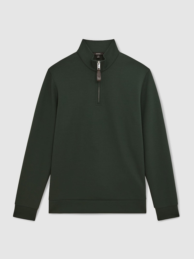 Reiss Dark Sage Green Newland Interlock Zip Through Overshirt - Image 2 of 7