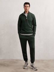 Reiss Dark Sage Green Newland Interlock Zip Through Overshirt - Image 3 of 7