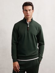 Reiss Dark Sage Green Newland Interlock Zip Through Overshirt - Image 5 of 7