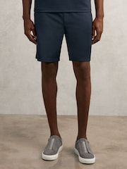 Reiss Navy Angus Textured Drawstring Shorts - Image 4 of 6