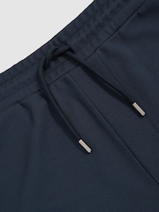 Reiss Navy Angus Textured Drawstring Shorts - Image 6 of 6